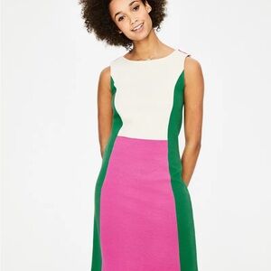 Boden Geraldine Ottoman Color block Sleeveless Dress - Pink, Green, and White